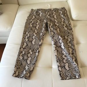 Snakeskin print cropped straight leg pants